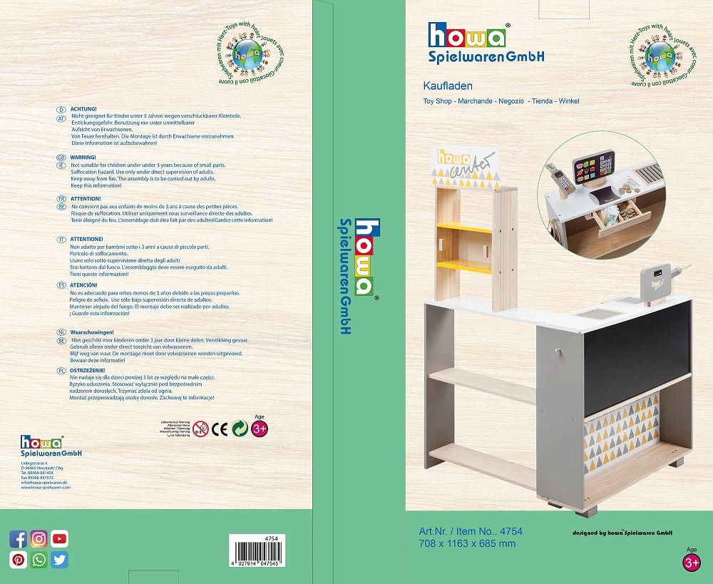 howa Kaufladen aus Holz mit Spielkasse und Spielgeld 4754