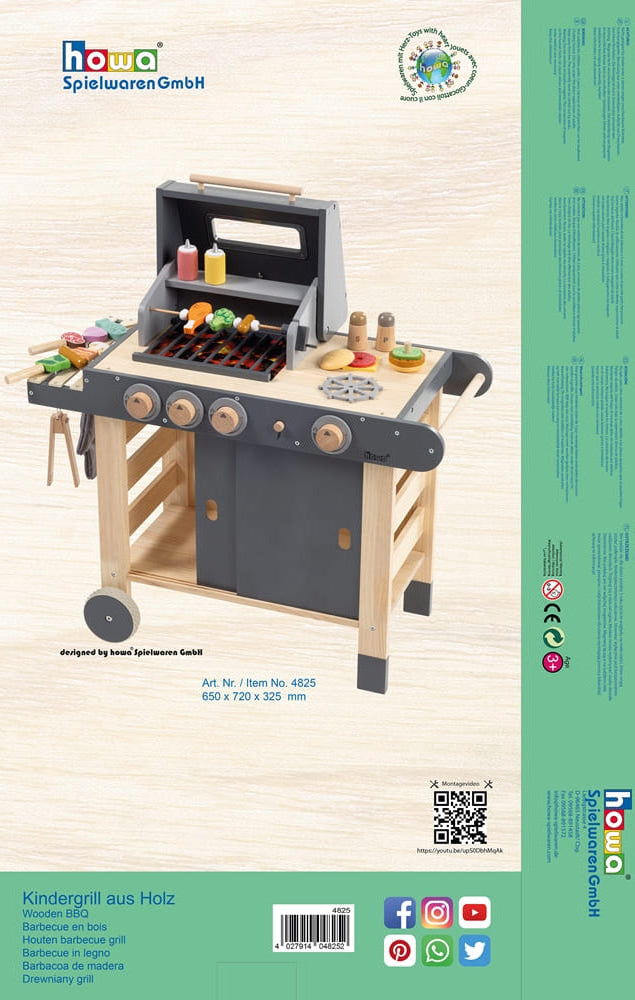 howa Kindergrill aus Holz BBQ "Maxi" mit 25 tlg. Zubehör 4825