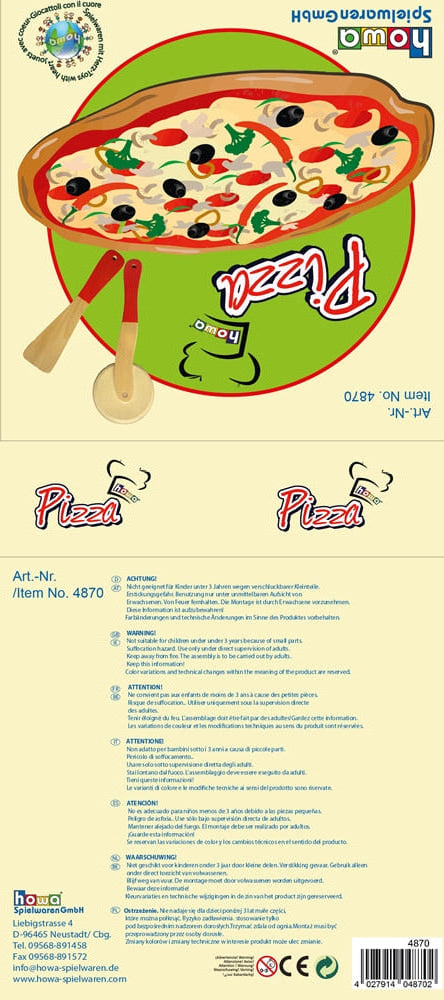 howa Schneidepizza aus Holz mit Pizzaroller, Heber und Pizzakarton 4870