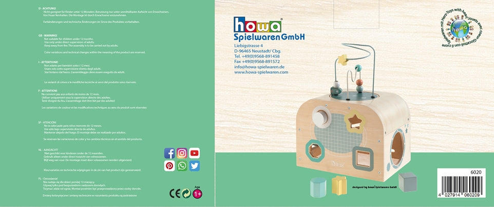 howa Motorikspielzeug aus Holz Motorikwürfel "Space" 6020