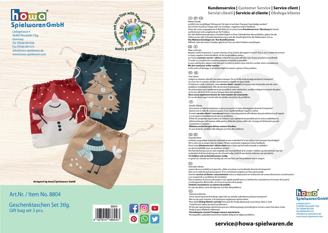 howa Weihnachtsgeschenktaschen 3 tlg. aus Baumwolle 8804
