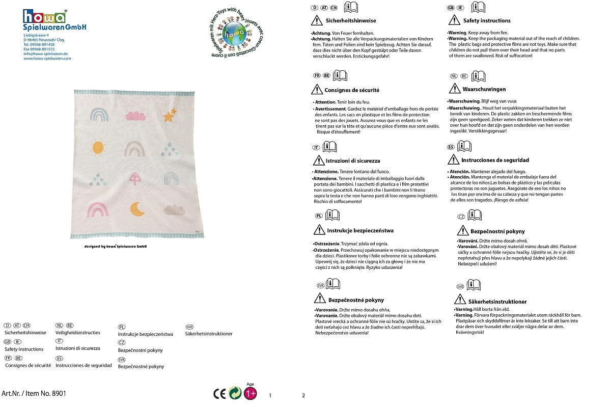 howa Babydecke "Be happy", beige, Baumwolle, Strick, 80x100cm 8901