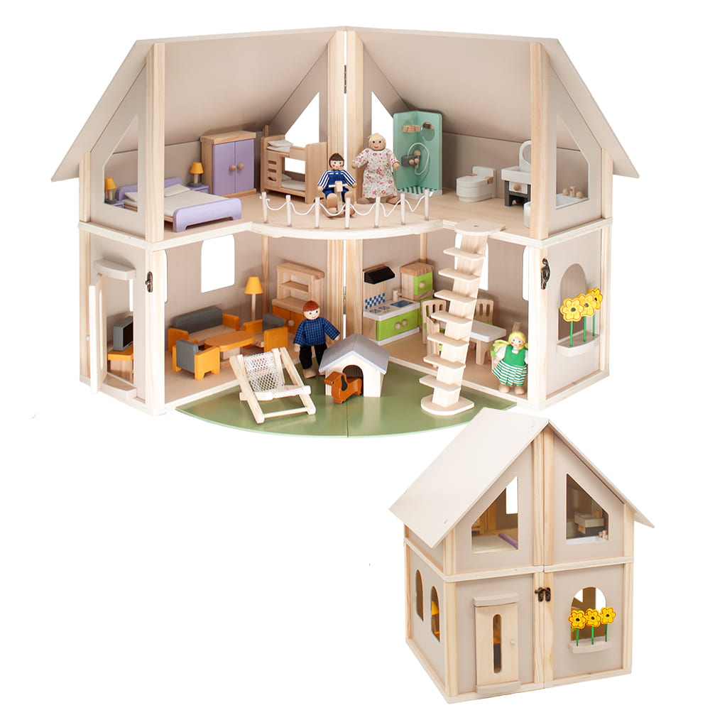 howa Wooden Dollhouse foldable incl. 30-piece Furniture Set, 4