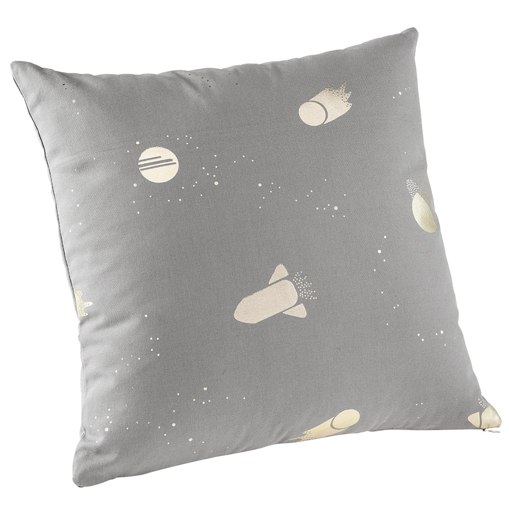 howa 2er Set Kissenbezug "Space“ 40x40cm + 50x30cm grau, Glanzeffekt - personalisiert 87029
