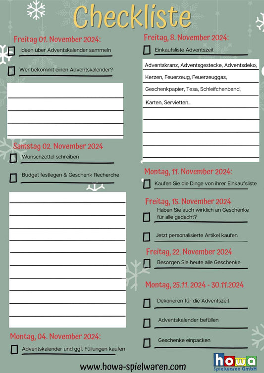 Checkliste-Weihnachten 2024 Weihnachtsstress vermeiden