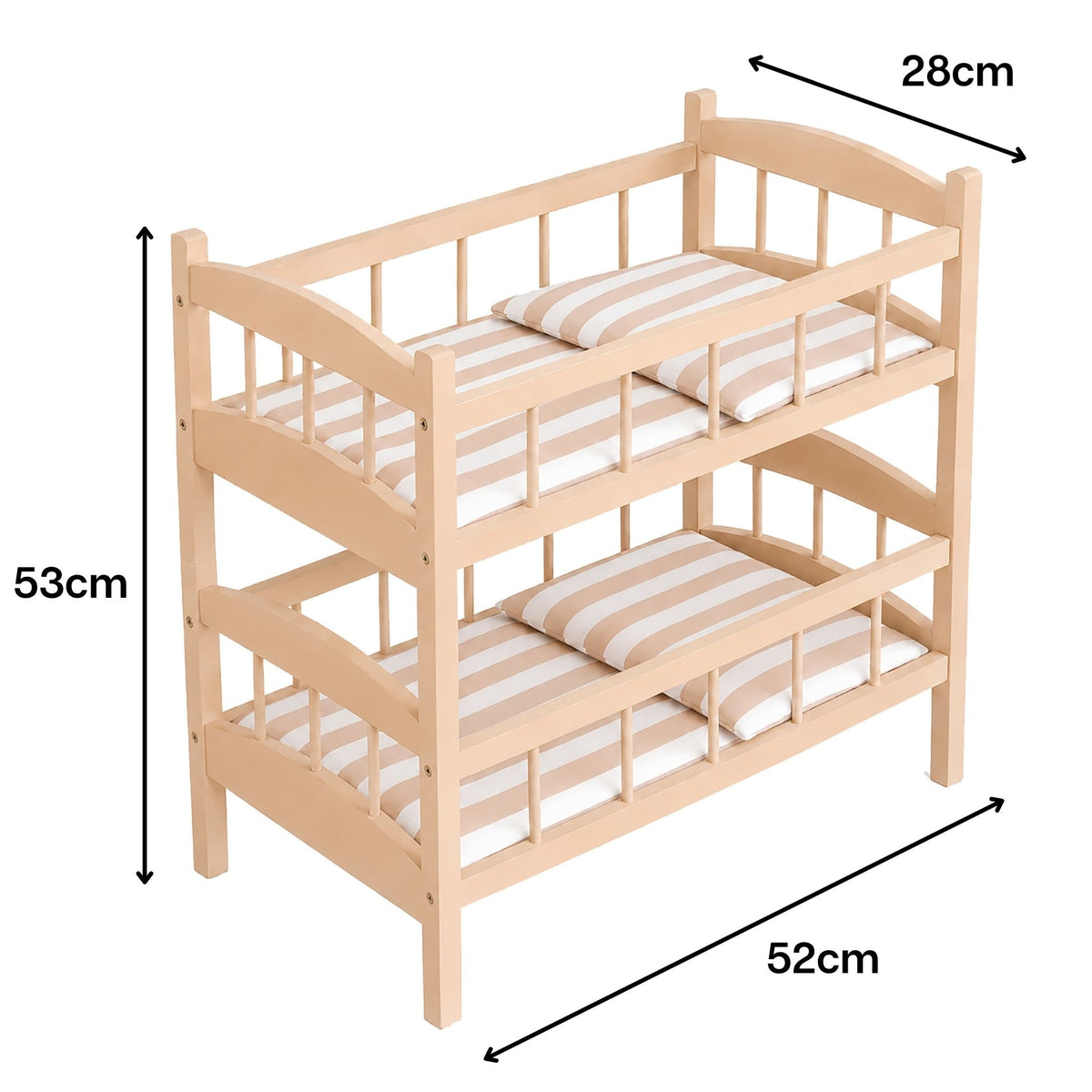 howa Letto a castello per bambole in legno «Stripes», divisibile, 24403