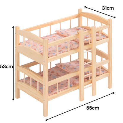 howa Puppenbett Etagenbett aus Holz "miniflowers" inkl. 2x Bettzeug apricot 2460