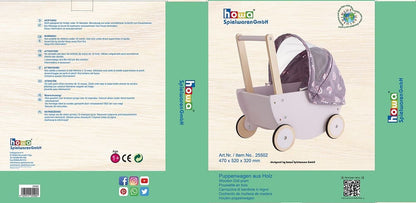 howa Puppenwagen aus Holz "Rainbow" mit faltbarem Verdeck malve, Glanzeffekt 25502