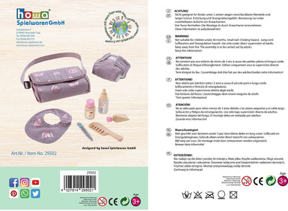howa Puppenwickeltasche "Rainbow" inkl. 7 tlg. Zubehör malve, Glanzeffekt 29502