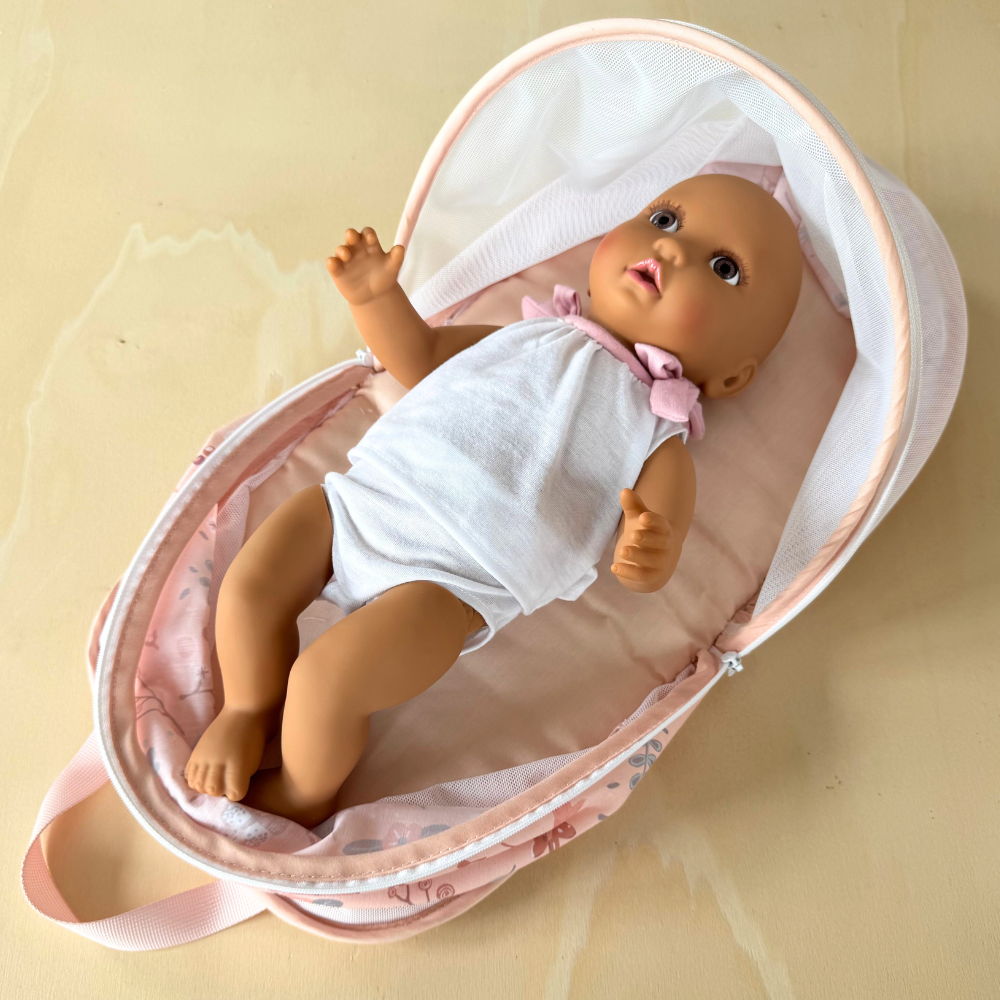 howa faltbares Puppen Reisebett "miniflowers" für Puppen bis 45cm apricot 29623
