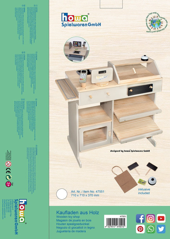 howa Kaufladen aus Holz natur, beige inkl. 5tlg Zubehör 47551