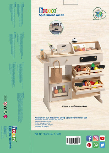 howa Kaufladen aus Holz natur, beige inkl. 40tlg Kaufladenzubehör 47559