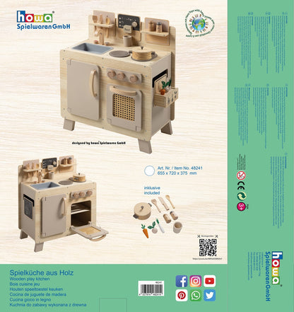howa Kinderküche Spielküche aus Holz "FoodieFun light" inkl. 10 tlg Kochzubehör 48241