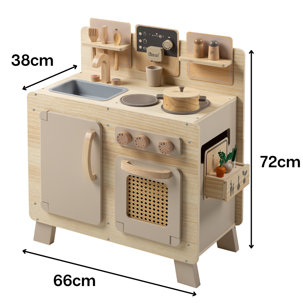 howa Kinderküche Spielküche aus Holz "FoodieFun light" inkl. 10 tlg Kochzubehör 48241