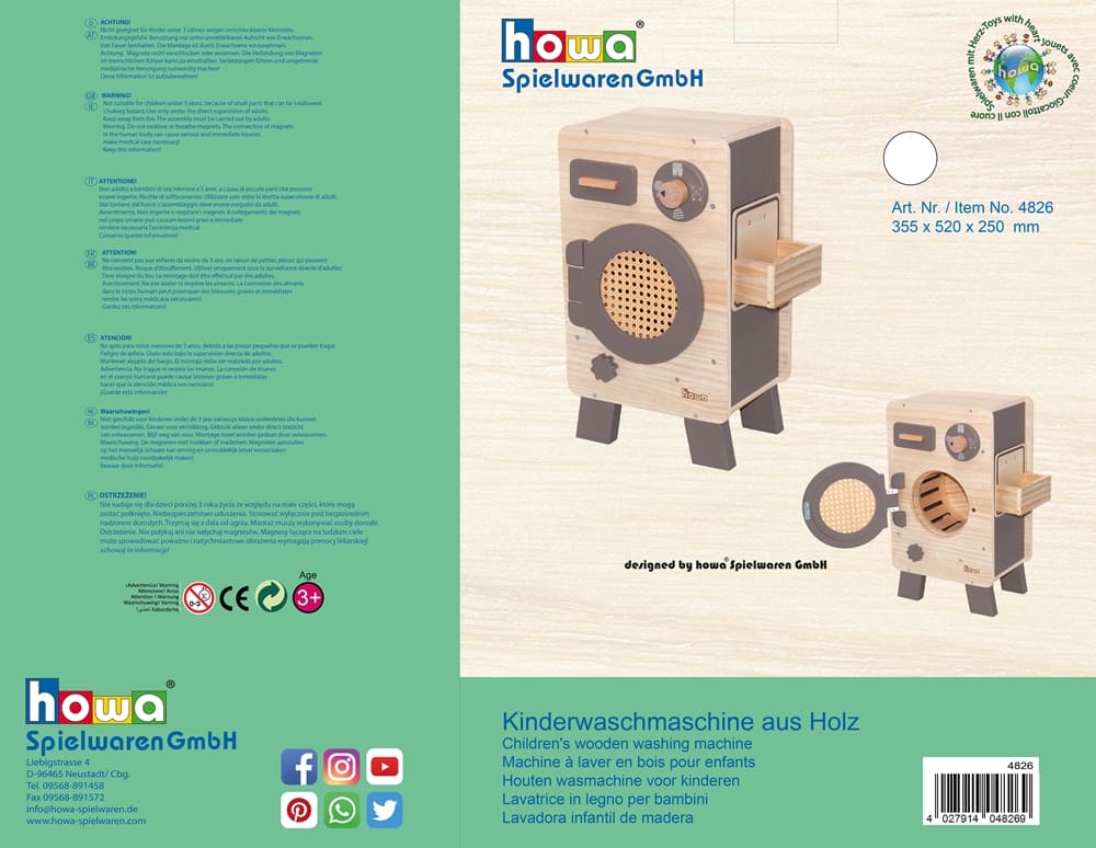 howa Kinderwaschmaschine aus Holz natur taupe  4826