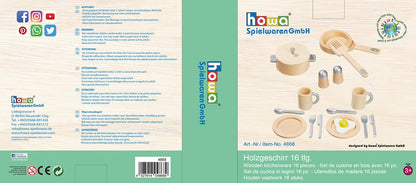 howa Küchenset aus Holz Spielgeschirr 16 tlg. 4868