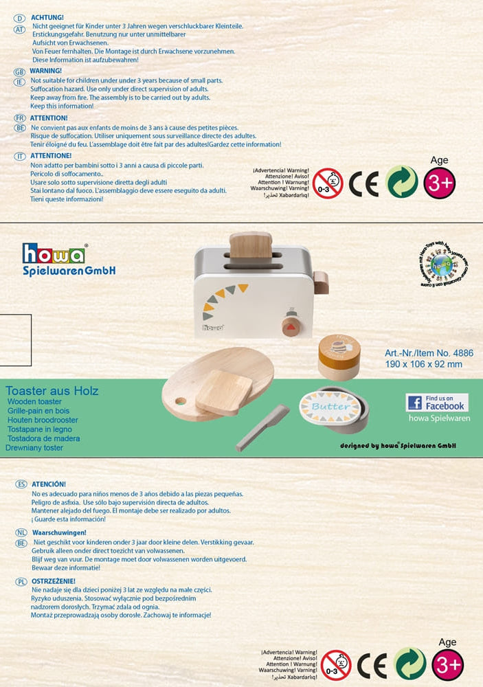 howa Toaster aus Holz inkl. 6 tlg. Zubehör 4886