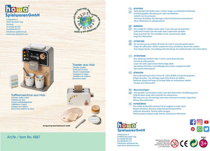 howa Kaffeemaschine und Toaster aus Holz inkl. 13 tlg. Zubehör 4887