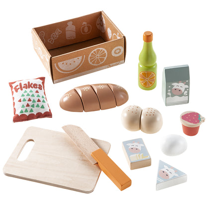 howa Kaufladenzubehör Set aus Holz Obst und Gemüse, Schlemmerbox und Frühstücksset 32 tlg. 14891