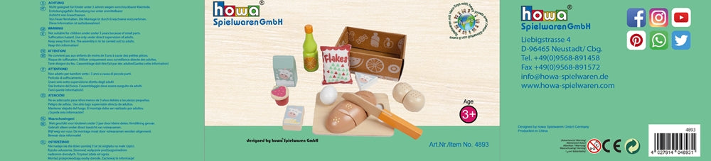 howa Kaufladenzubehör aus Holz Spiellebensmittel Frühstücksset 12 tlg. 4893