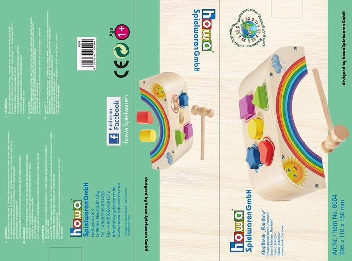 howa Klopfbank aus Holz Hammerspiel Sortierspiel "Rainbow" 6004