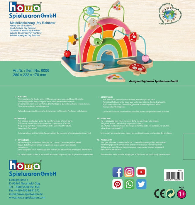 howa Motorikspielzeug aus Holz Motorikschleife mit Puzzle "My rainbow“ 6006