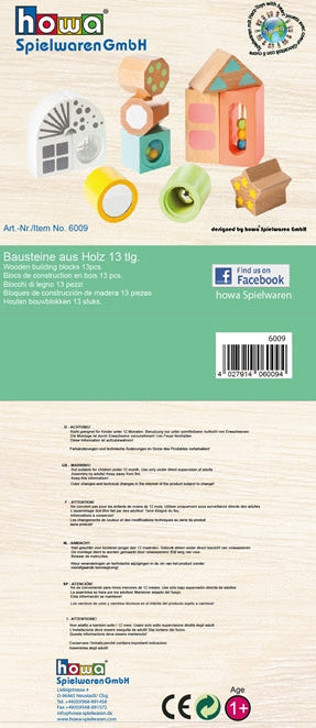 howa Holzbausteine Kreativ Bausteine "Minimaster" aus Buche 13 tlg. mit Sound und Funktion 6009