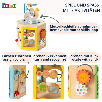 howa Motorikspielzeug aus Holz Motorikwürfel "My rainbow" 6010