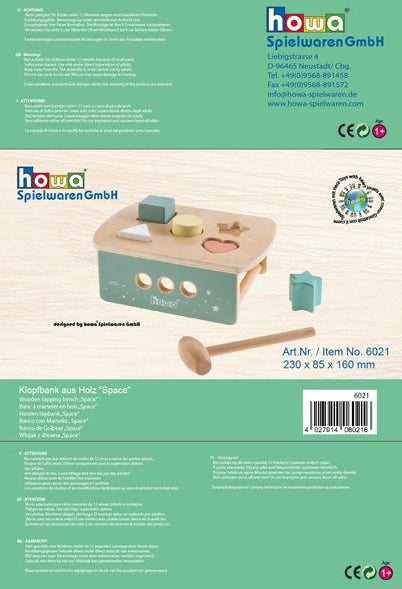 howa Klopfbank aus Holz Hammerspiel Sortierspiel "Space" 6021