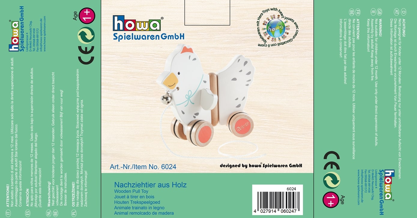 howa Nachziehtier aus Holz Huhn "Marry" 6024