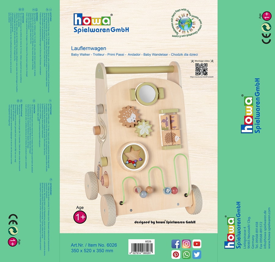 howa Lauflernwagen aus Holz Lauflernhilfe Babywalker "Little woods" 6026
