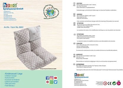 howa 2 in 1 Kindersessel + Kinderliege - Lehne 6 fach verstellbar "Stars" grau 8602