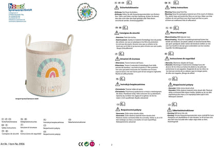 howa Aufbewahrungskorb "Be happy" mit Regenbogen, beige, Baumwolle, Strick, Ø 26cm 8906