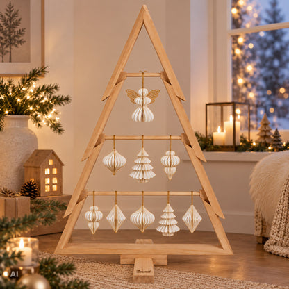 Hova décorations de Noël en papier 9 pièces, décoration de Noël crème blanc - or 8850
