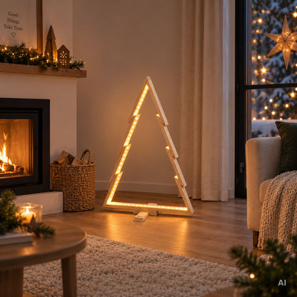 howa Deko Weihnachtsbaum aus Holz groß XL – Weihnachtsdeko mit Stangen und Haken – Höhe 100 cm 8805