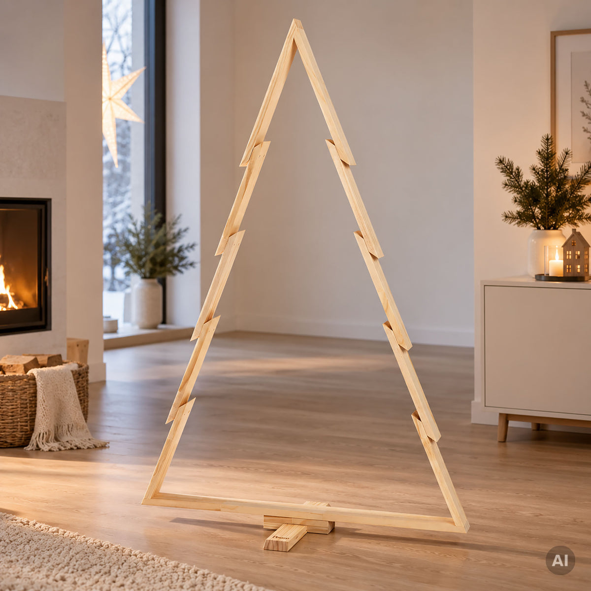 howa Deko Weihnachtsbaum aus Holz grand XXL – décoration de Noël avec tiges et crochets – hauteur 134cm 8806