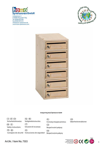 howa Postverteilerschrank Postkasten Klassenpost aus Holz erweiterbar, abschließbar 7503