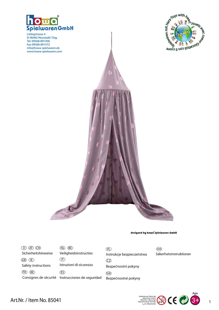 howa Baldachin Betthimmel Spielzelt "Rainbow" malve, Glanzeffekt, Höhe 250cm 85041