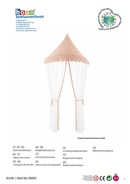 howa Wandbaldachin Betthimmel "Flowers" apricot, Höhe 235cm 85062