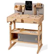 höchenverstellbare Kinderwerkbank Holz mit Werkzeug 