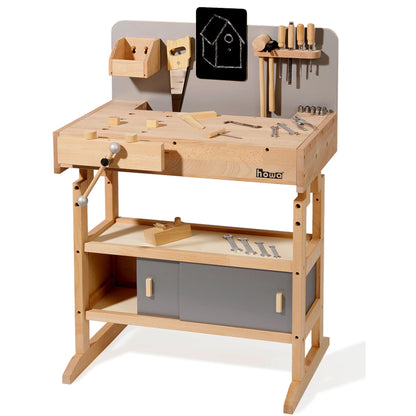 höchenverstellbare Kinderwerkbank Holz mit Werkzeug 