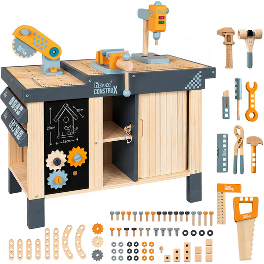 Kinderwerkbank aus Holz mit Zubehör