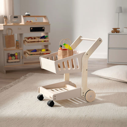 Einkaufswagen Holz mit Inhalt