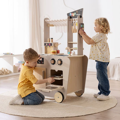 howa XXL Spielzeug Foodtruck aus Holz – Kinderküche & Kaufladen in einem mit Zubehör 4756