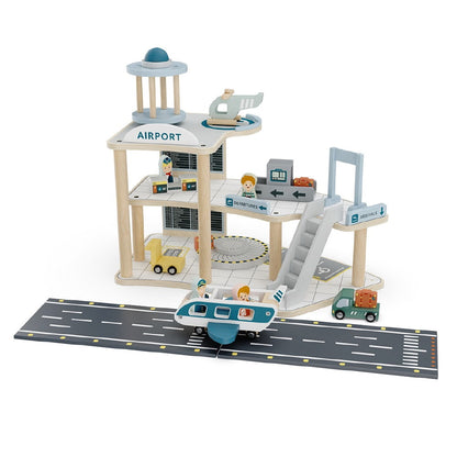 howa Flughafen mit Flugzeug & Hubschrauber - Holzspielzeug Set inkl 18tlg Zubehör 7018