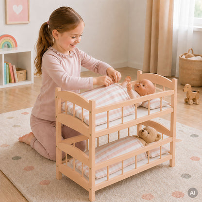 howa Letto a castello per bambole in legno «Stripes», divisibile, 24403