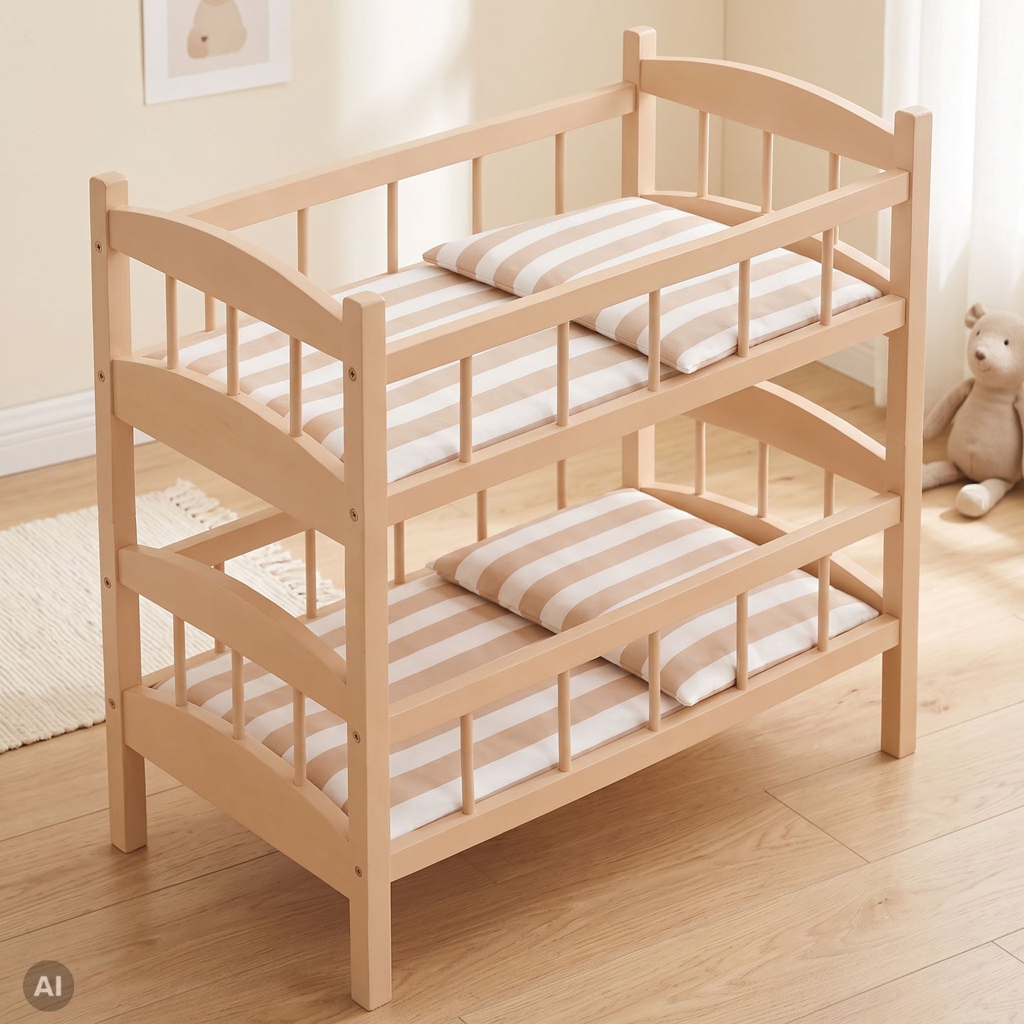 howa Letto a castello per bambole in legno «Stripes», divisibile, 24403