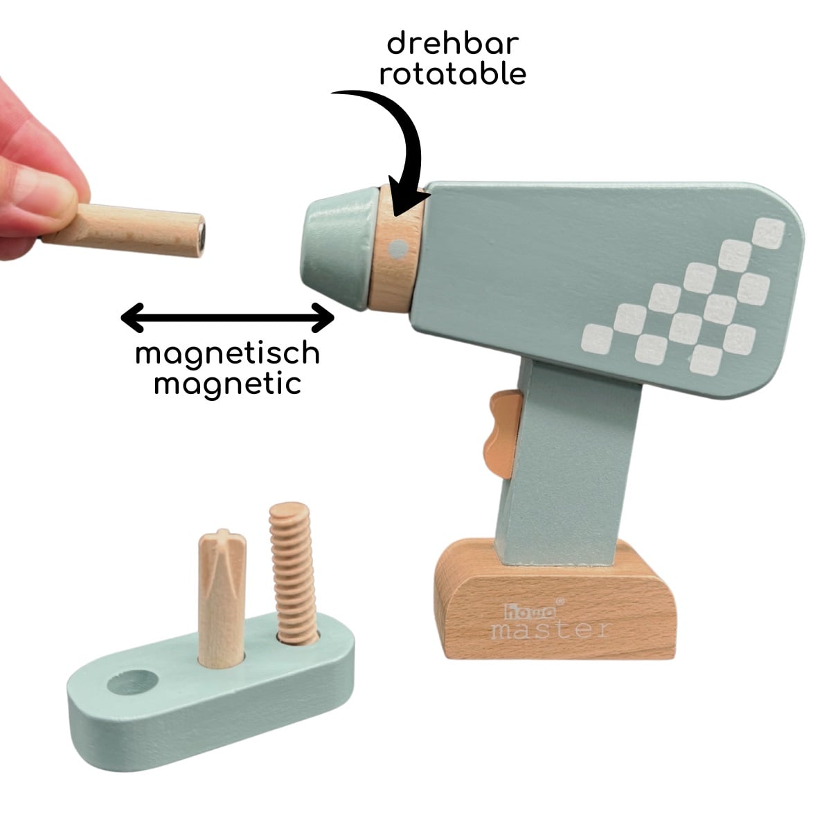 howa Kinder Bohrmaschine aus Holz mit magnetischen Bits 4908