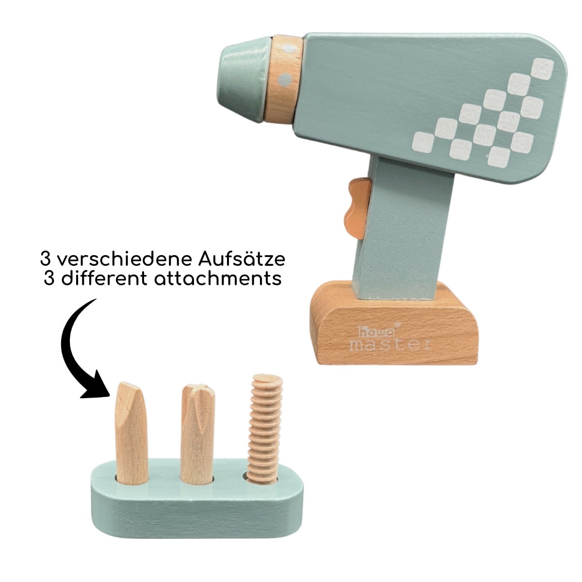 howa Kinder Bohrmaschine aus Holz mit magnetischen Bits 4908