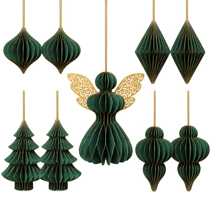 howa papieren kersthangers 9-delig, kerstdecoratie mosgroen-goud 8851